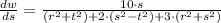 \frac{dw}{ds} = \frac{10\cdot s}{(r^{2}+t^{2})+2\cdot (s^{2}-t^{2})+3\cdot (r^{2}+s^{2})}