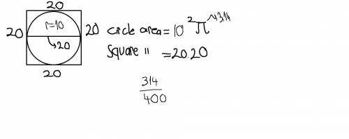 If a circle with a diameter of 20 m is inscribed in a square, what is the probability that a point p