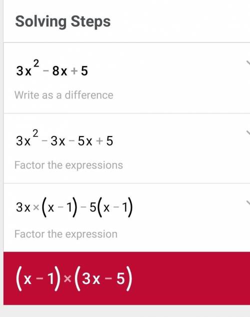 What is the factorization of 3x^2-8x+5​