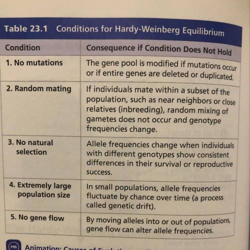 Which of these is one of the conditions for hardy-weinberg equilibrium?  apex