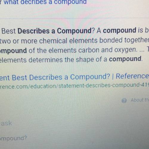 Which of the following describes a compound?  (hint:  carbon and oxygen bo a. a piece of pure carbon