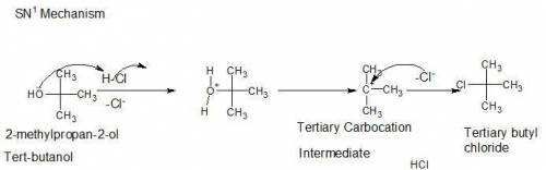 N-butanol (ch3ch2ch2ch2oh) and t-butanol ((ch3)3coh) are converted to their corresponding alkyl chor