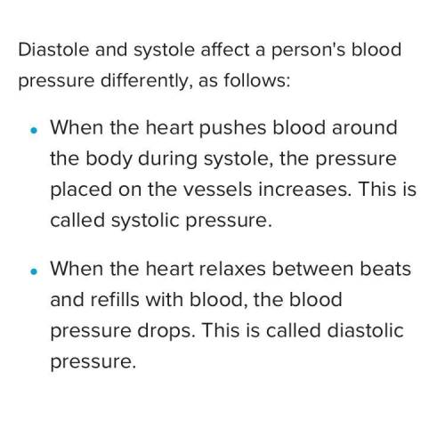 When the heart contracts during  blood pressure is greater than when the heart relaxes during