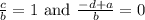 \frac{c}{b}=1 \text{ and } \frac{-d+a}{b}=0