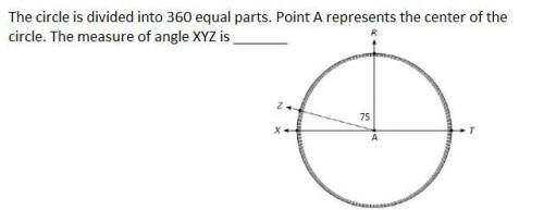 The circle is divided into 360 equal parts. Point A represents the center of the circle. The measure