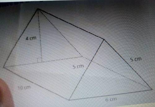 Here is a triangular prism. 4 cm 10 cm 5cm 5cm 6cm

A. What is the volume of the prism, in cubic cen