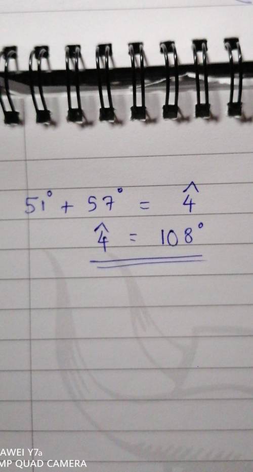 Solve for 44.
51°
64 = [?]
44 42=72°
57°
I