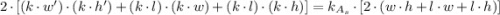 2\cdot [(k\cdot w')\cdot (k\cdot h') + (k\cdot l)\cdot (k\cdot w) + (k\cdot l)\cdot (k\cdot h)] = k_{A_{s}}\cdot [2\cdot (w\cdot h + l\cdot w + l\cdot h)]