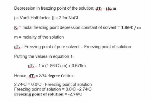Calculate the normal freezing point of a 0.7439 mol aqueous solution of c12h22o11 that has a density
