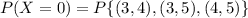 P(X=0)=P\{(3,4),(3,5),(4,5)\}