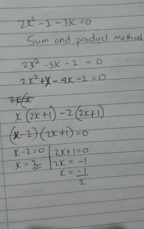 Solving by Completing the Square
2x^2 - 2 - 3x = 0
