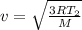 v = \sqrt{\frac{3RT_2}{M} }