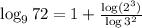 \log _972 = 1 + \frac{\log(2^3)}{\log 3^2}