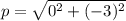 p = \sqrt{0^{2}+(-3)^{2}}