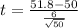 t=\frac{51.8-50}{\frac{6}{\sqrt{50} } }