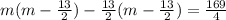 m(m - \frac{13}{2})- \frac{13}{2}(m - \frac{13}{2}) = \frac{169}{4}