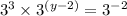 3^3 \times 3^{(y-2)} = 3^{-2}