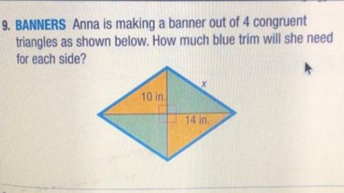 Anna is making a banner out of 4 congruent triangles as shown below. How much blue trim will she nee