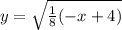 y=\sqrt{\frac{1}{8}(-x+4)}