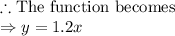 \therefore \text{The function becomes}\\\Rightarrow y=1.2x