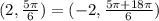 (2, \frac{5\pi}{6}) = (-2, \frac{5\pi+18\pi}{6})