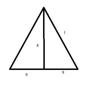 An isosceles triangle has base length 18 cm and height 4cm what is the approximate length of the two