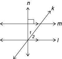 M∠1 = (4x + 9)° and m∠2 = (x − 14)° in the given figure. Find x.

An image of two parallel lines and