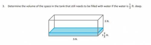 Determine the volume of the space in the tank that still needs to be filled with water if the water