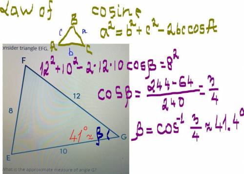 What is the approximate measure of angle G?​