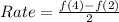 Rate = \frac{f(4) - f(2)}{2}