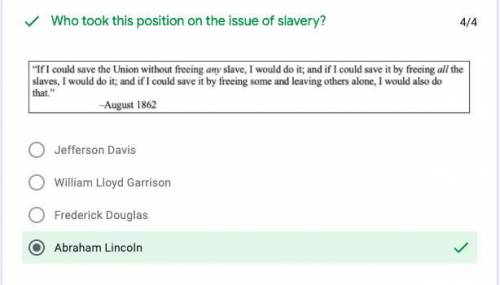 Who took this position on the issue of slavery?