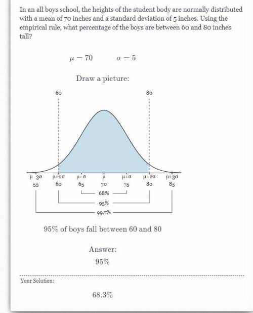 Please help me

In an all boys school, the heights of the student body are normally distributed with