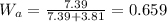 W_{a} =\frac{7.39}{7.39+3.81}=0.659