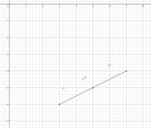 The midpoint of AB is M (5,-5). If the coordinates of A are (3,-6), what are the coordinates of B