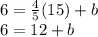6=\frac{4}{5}(15)+b\\6=12+b