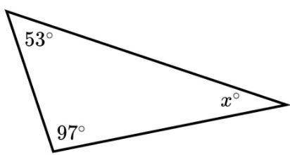 Find the value of x in the triangle shown below.
х
53°
2
97°