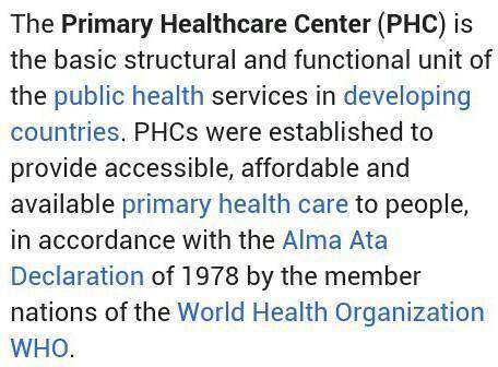 4. What is Primary health center (PHC)?​