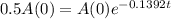 0.5A(0) = A(0)e^{-0.1392t}