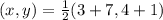 (x,y) = \frac{1}{2}(3+7,4+1)