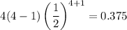 $4(4-1)\left(\frac{1}{2}\right)^{4+1}=0.375$