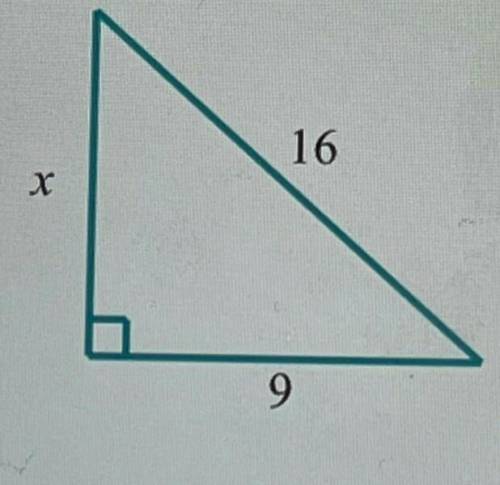 For the following right triangle, find the side length x . Round your answer to the nearest hundredt
