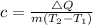 c = \frac{\triangle Q}{m(T_2 - T_1)}