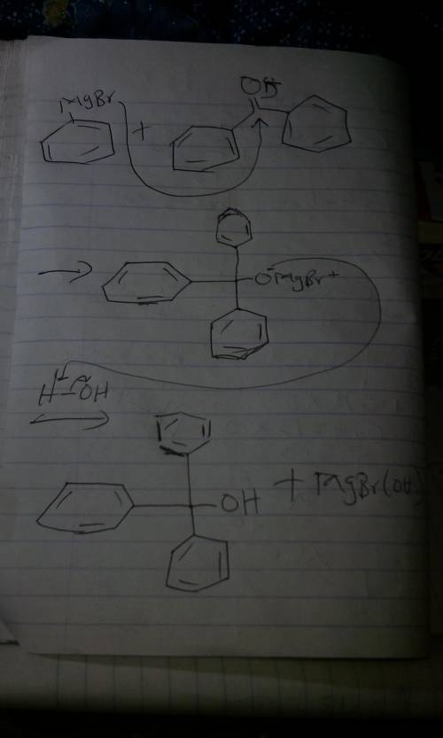 g 1. Write a mechanism for the Grignard reaction of benzophenone with phenylmagnesium bromide. Be as