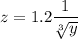 z=1.2\dfrac{1}{\sqrt[3]{y}}