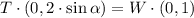 T\cdot (0, 2\cdot \sin \alpha) = W\cdot (0, 1)