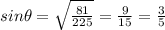 sin \theta = \sqrt{\frac{81}{225}}  = \frac{9}{15} = \frac{3}{5}