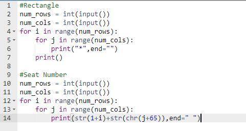 Nested loops: Print rectangle Given the number of rows and the number of columns, write nested loops