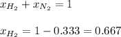 x_{H_2}+x_{N_2}=1\\\\x_{H_2}=1-0.333=0.667