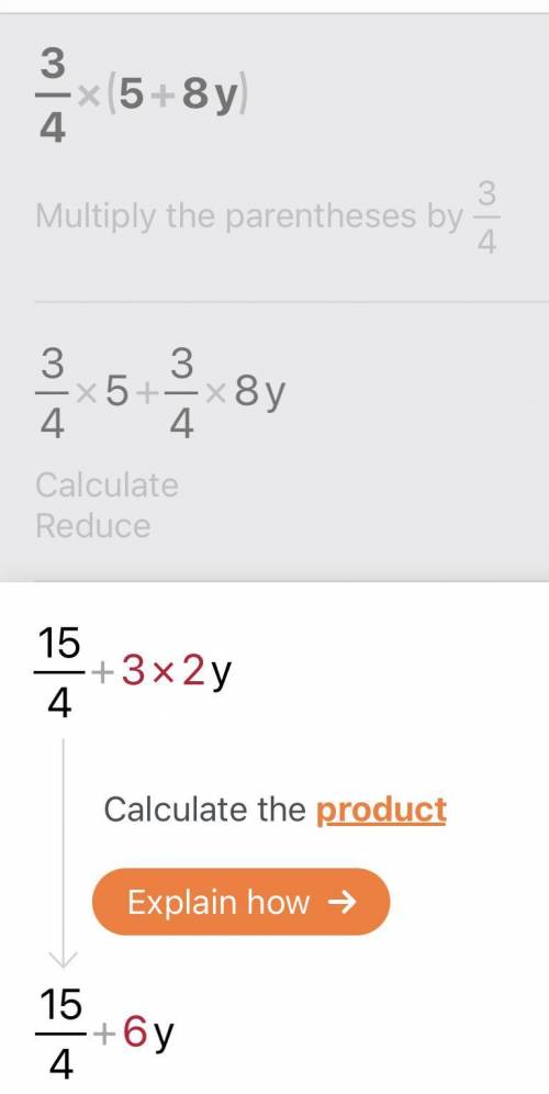 How do you solve:
3/4(5+8y)