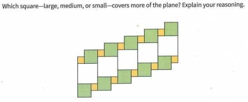 Which square—large, medium, or small—covers more of the plane? In 2-3 sentences, explain your reason